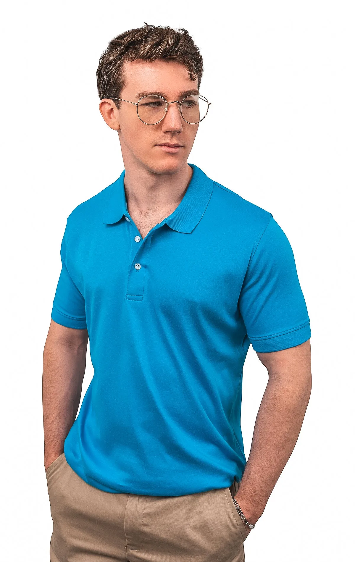 CLEOCOTTON LIGHT BLUE POLO SHIRT