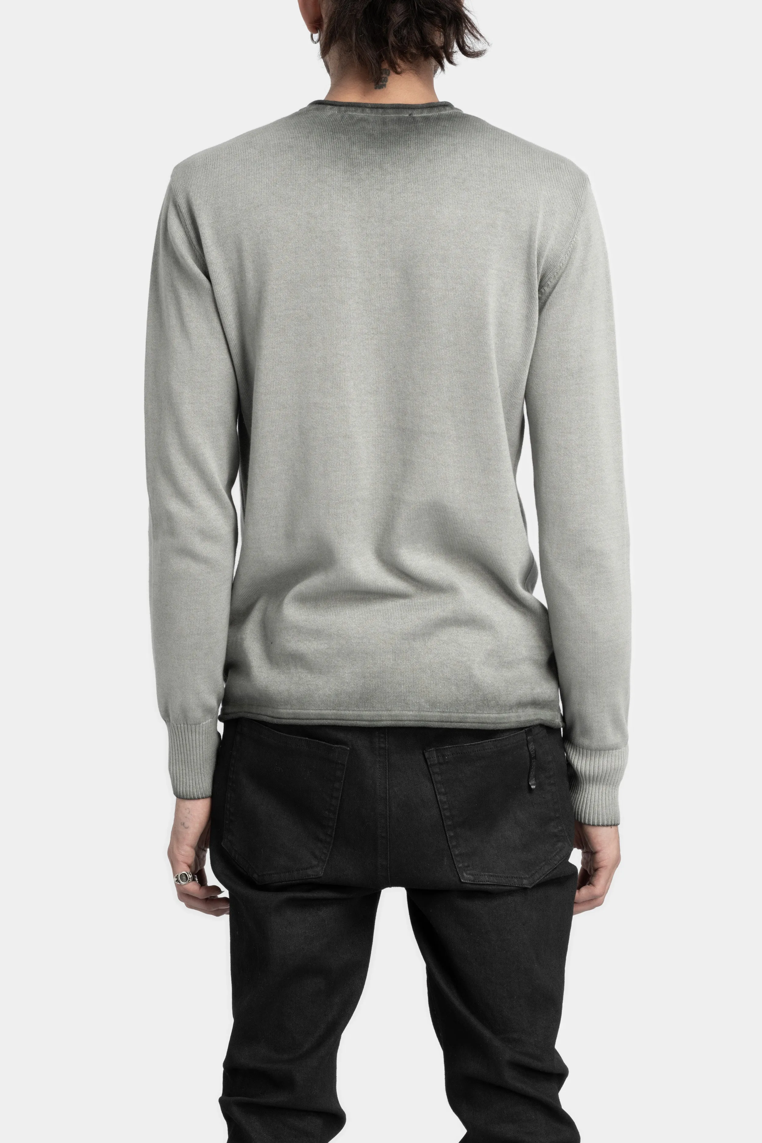 Cotton knit sweater, Petrol grey