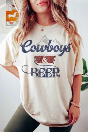 COWBOYS N BEER WESTERN GRAPHIC PLUS SIZE TEE