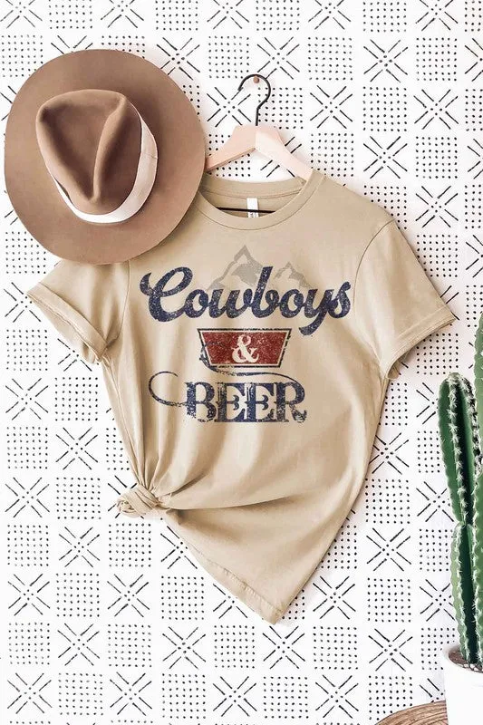 COWBOYS N BEER WESTERN GRAPHIC PLUS SIZE TEE