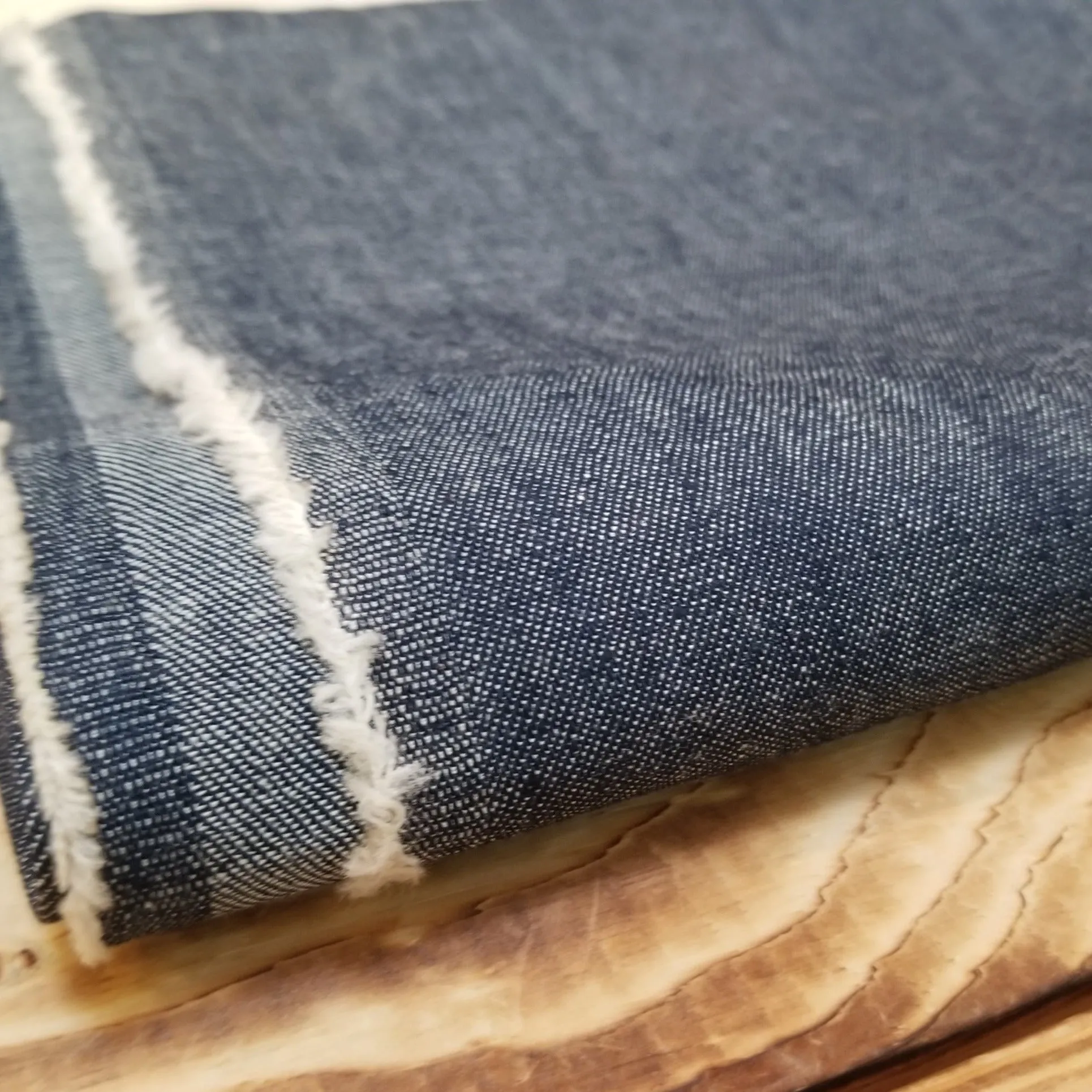 Deadstock Non-Stretch Shirting Denim #5 Medium Striated Indigo Woven- Price per yard