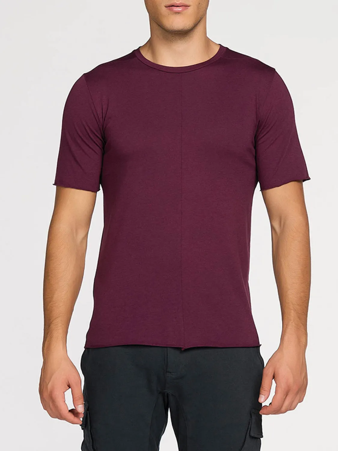 Deconstructed Crew Neck T-Shirt Burgundy