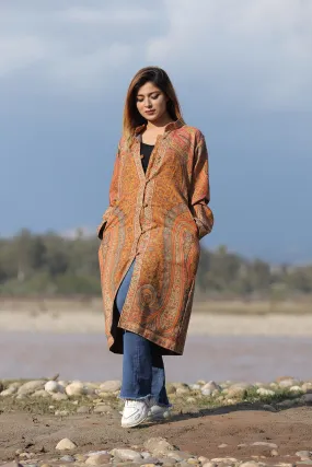 EXOTIC KASHMIRI MUSTARD Colour Kani Jacket Along With New Designer Jaal Pattern