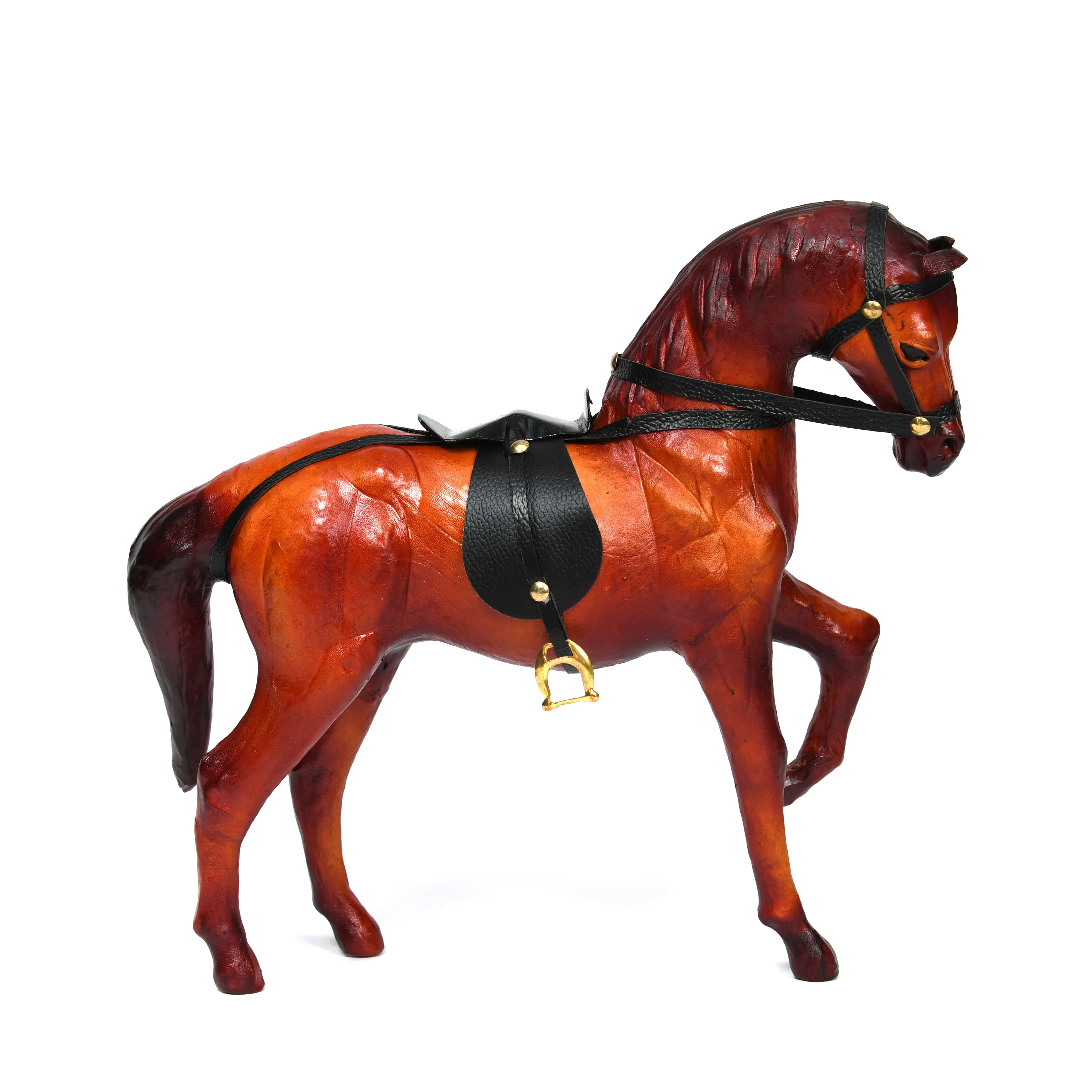 Exquisite Handcrafted Walking Leather Horse Showpiece for Elegant Office&Home Decor, ART:-LA-01