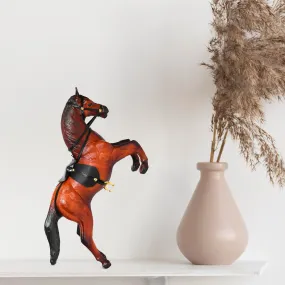 Exquisite Handicraft Rearing Leather Horse Showpiece for Elegant Decor, ART:-LA-03