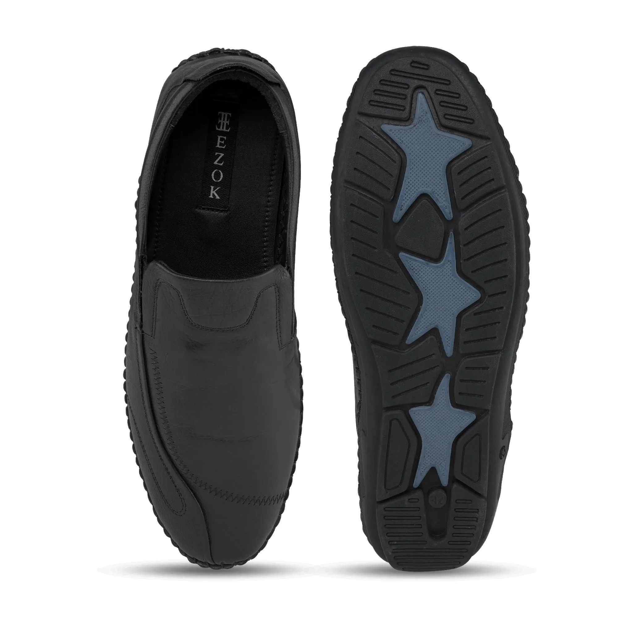 Ezok Men Black Casual Leather Shoes For Men