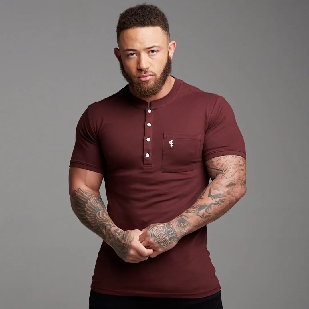 Father Sons Classic Burgundy Grandad Polo Shirt - FSH195