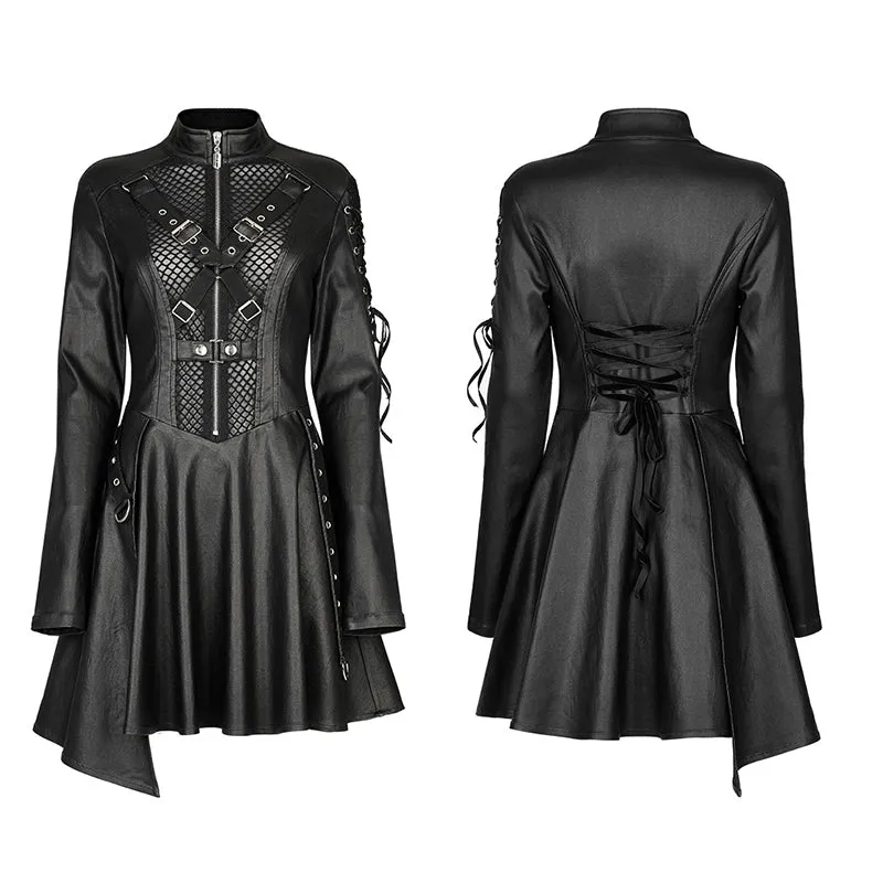 Faux Leather Sexy Long Sleeve Dress