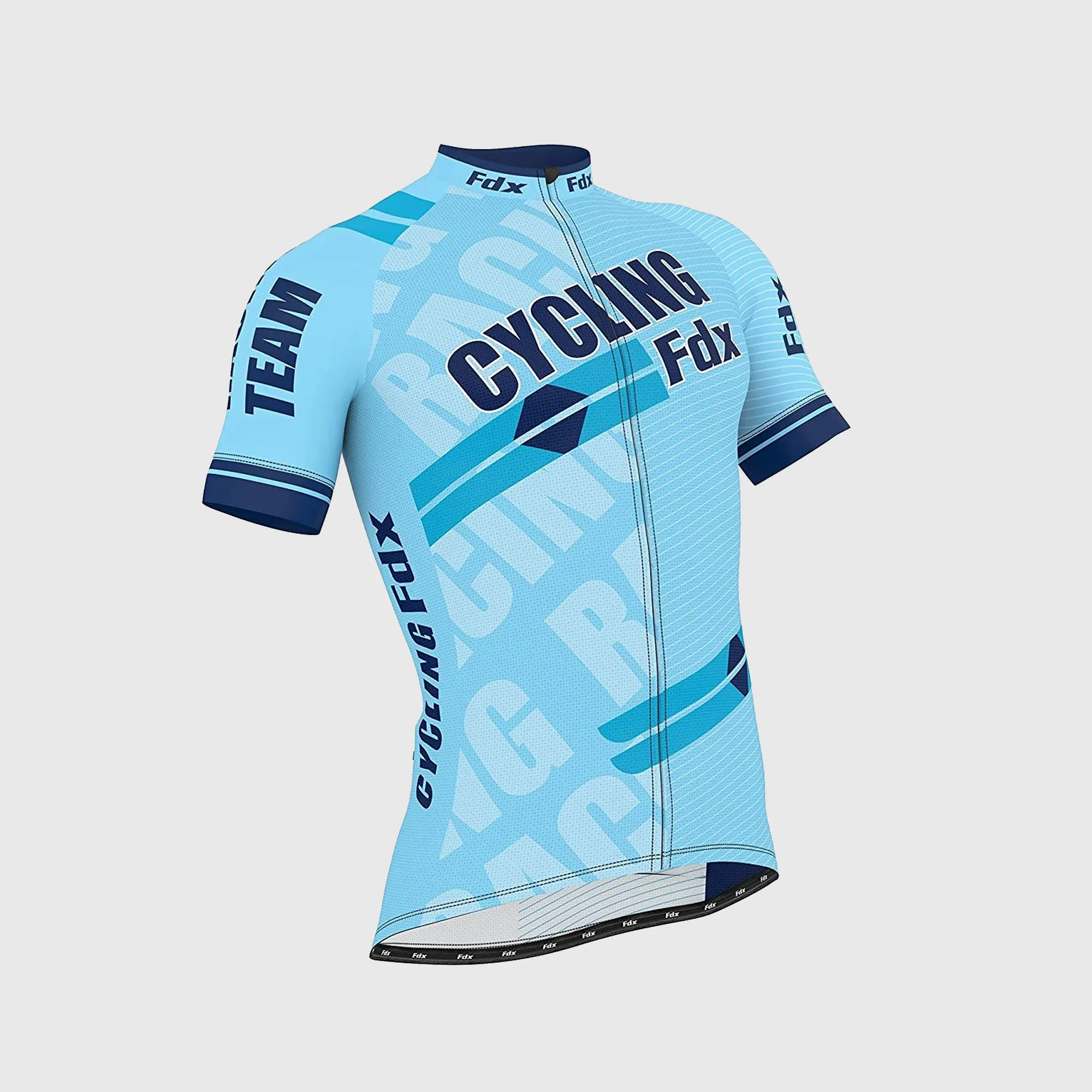 Fdx Men's & Boy's Set Core Blue Short Sleeve Summer Cycling Jersey & Bib Shorts