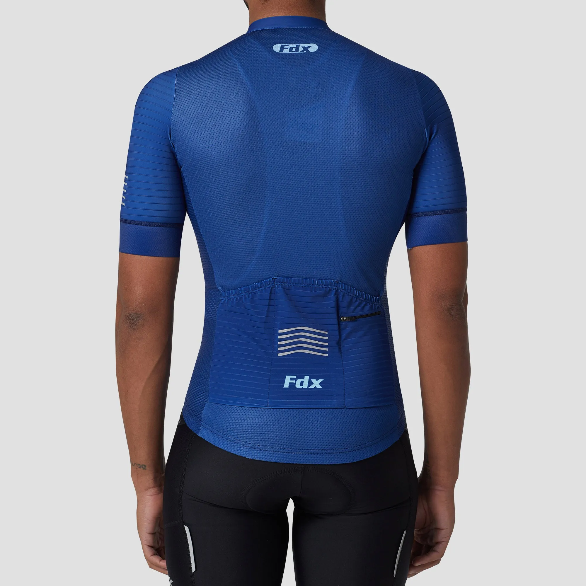 Fdx Men's & Boy's Set Essential Blue Short Sleeve Summer Cycling Jersey & Cargo Bib Shorts