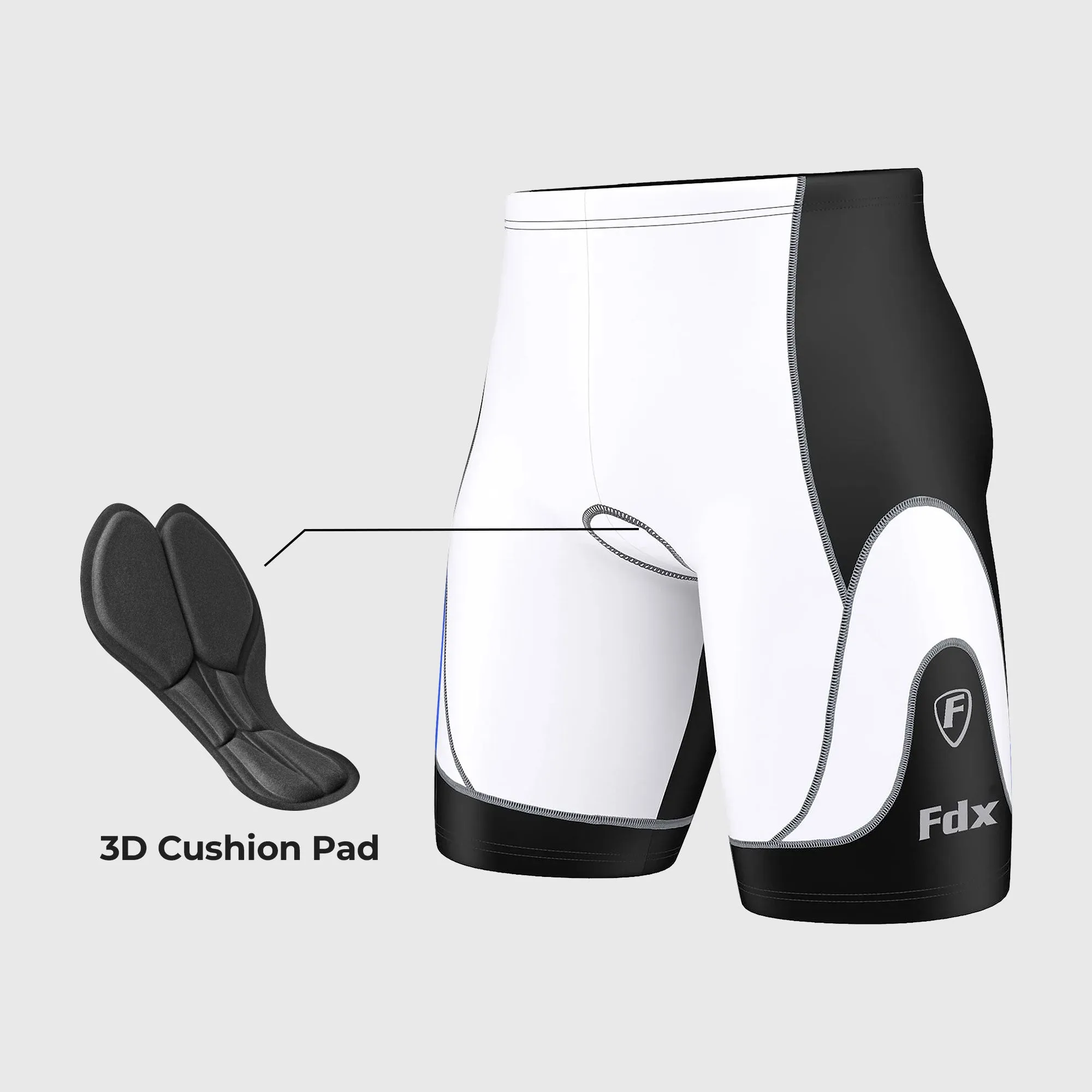 Fdx Windrift White Men's & Boy's Anti-Bac Padded Summer Cycling Shorts