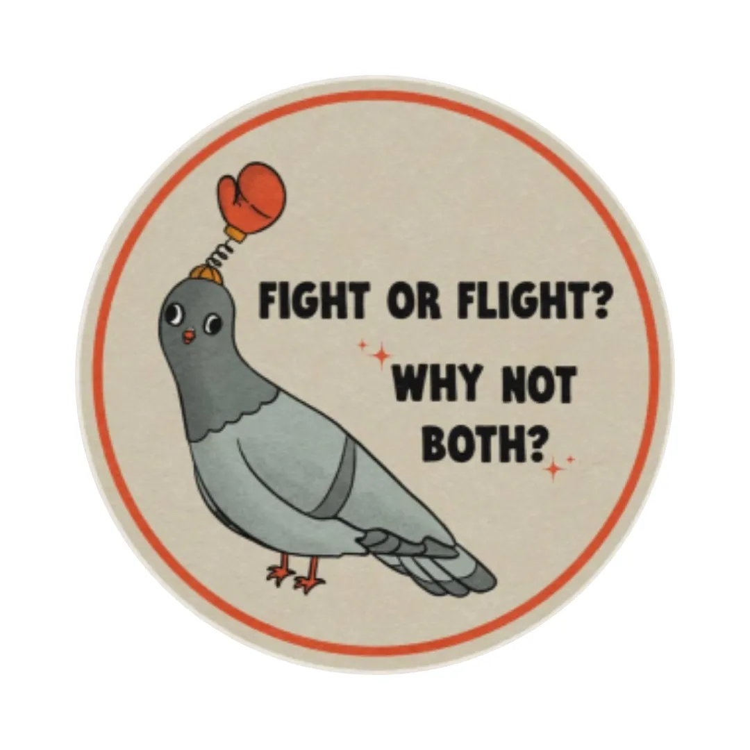 Fight or Flight Funny Pigeon Vinyl Sticker