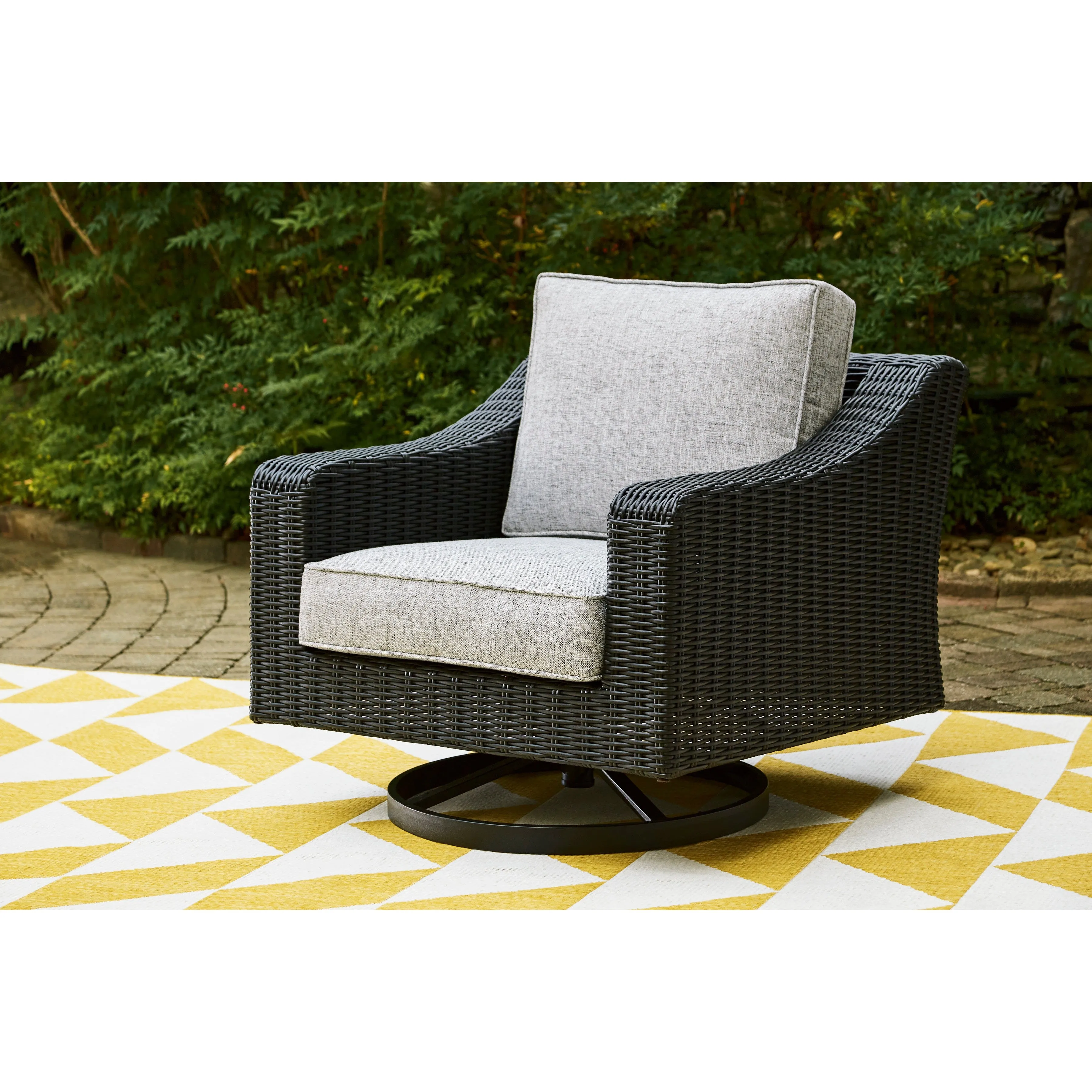 Fire Island Black Outdoor Swivel Rocker Chair