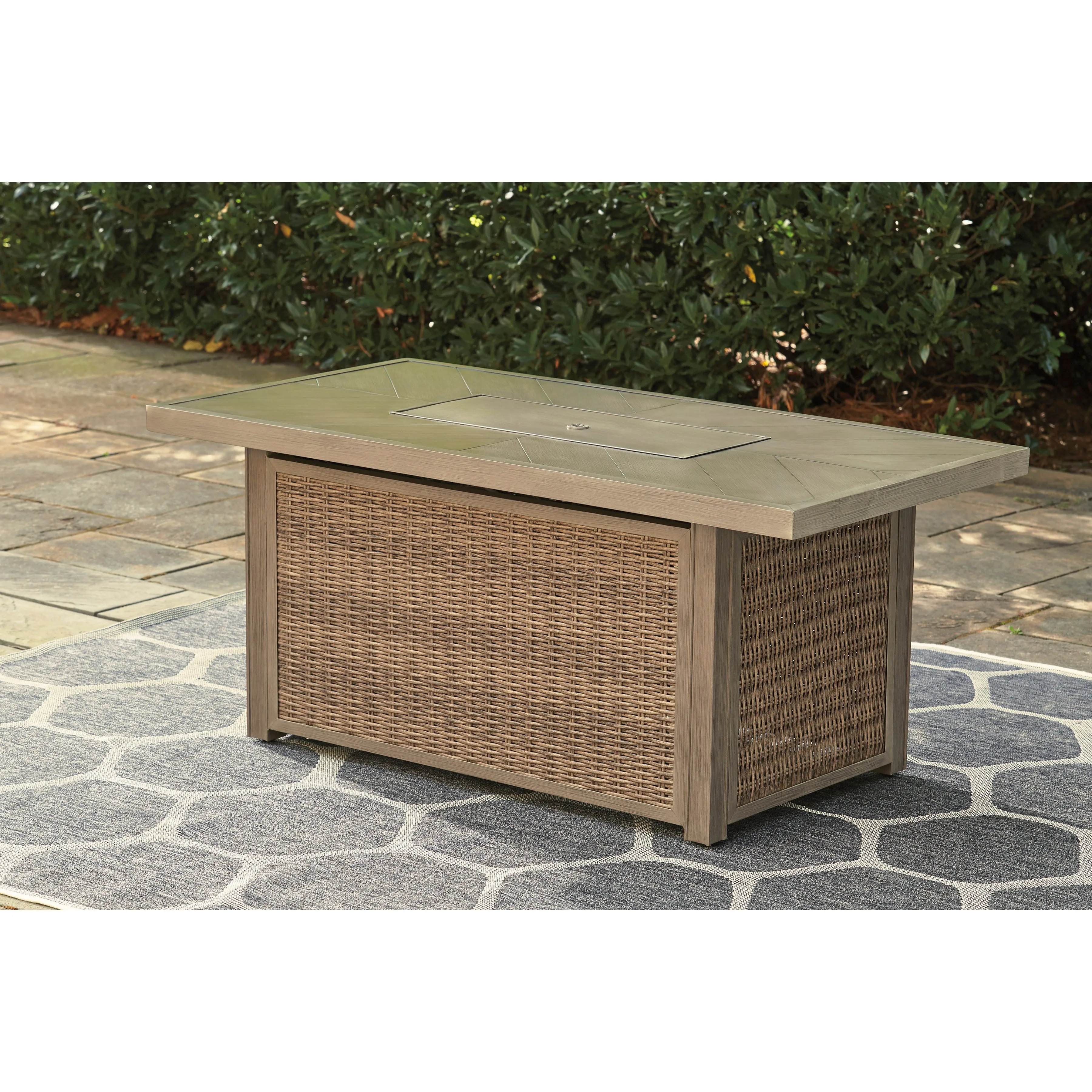 Fire Island Mist 4pc Outdoor Sectional   Firepit Set