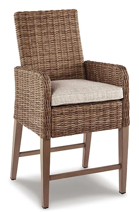 Fire Island Mist Outdoor Woven Barstool