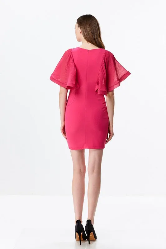 Fitted Mini Dress W/ Ruffle Sleeve