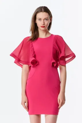 Fitted Mini Dress W/ Ruffle Sleeve