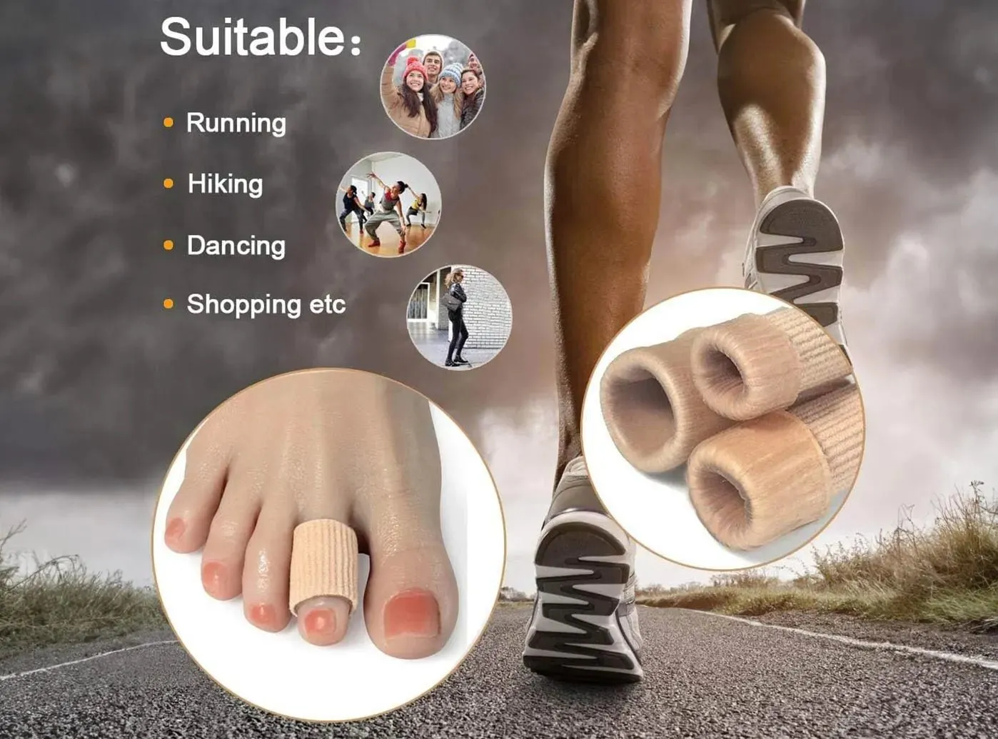 FitVille Gel Toe Protector Tube Bandage (3 Pack)