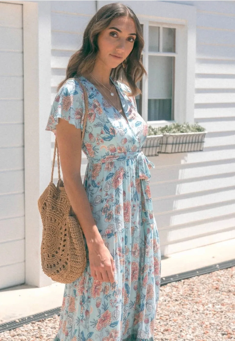 Floral Blues Boho Dress