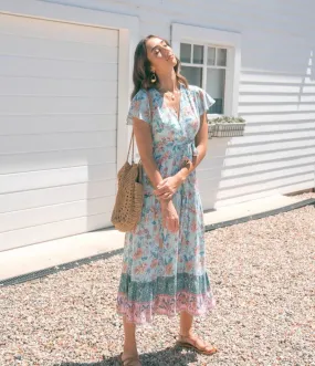 Floral Blues Boho Dress