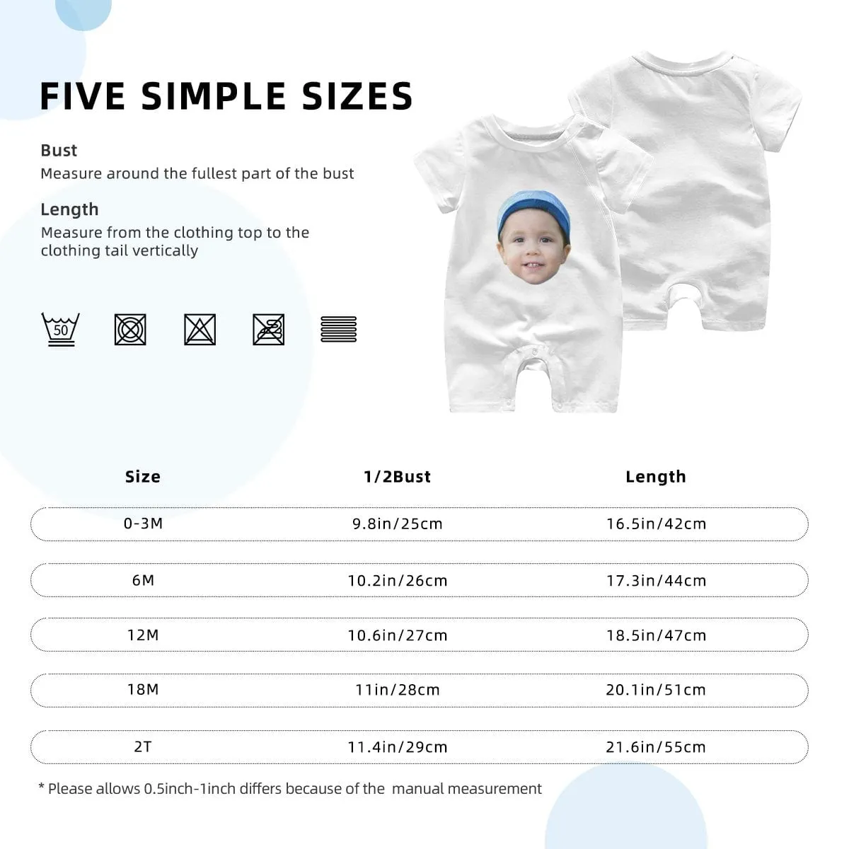 #For 0-2T-Custom Face Baby Short Sleeve Rompers 100% Organic Cotton Jumpsuit One-piece Coverall and Layette Set