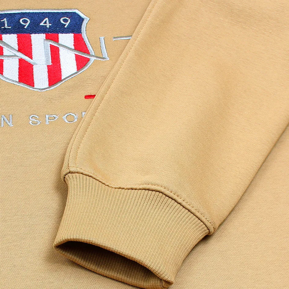 GA - Men 'Beige' Tonal Archive Shield Crew Neck Fleece Sweatshirt GA480