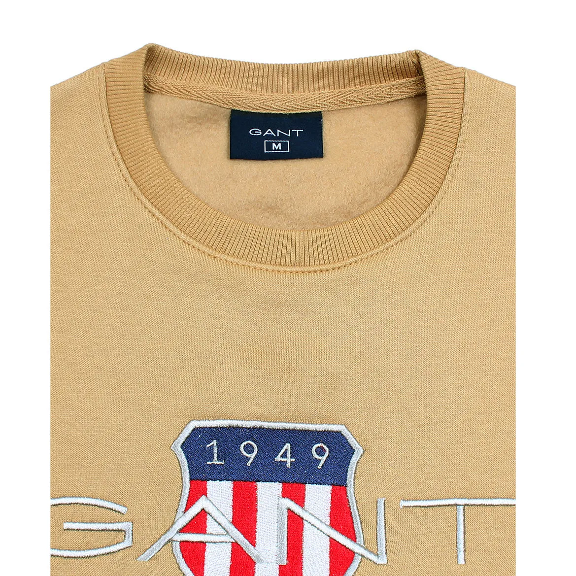 GA - Men 'Beige' Tonal Archive Shield Crew Neck Fleece Sweatshirt GA480