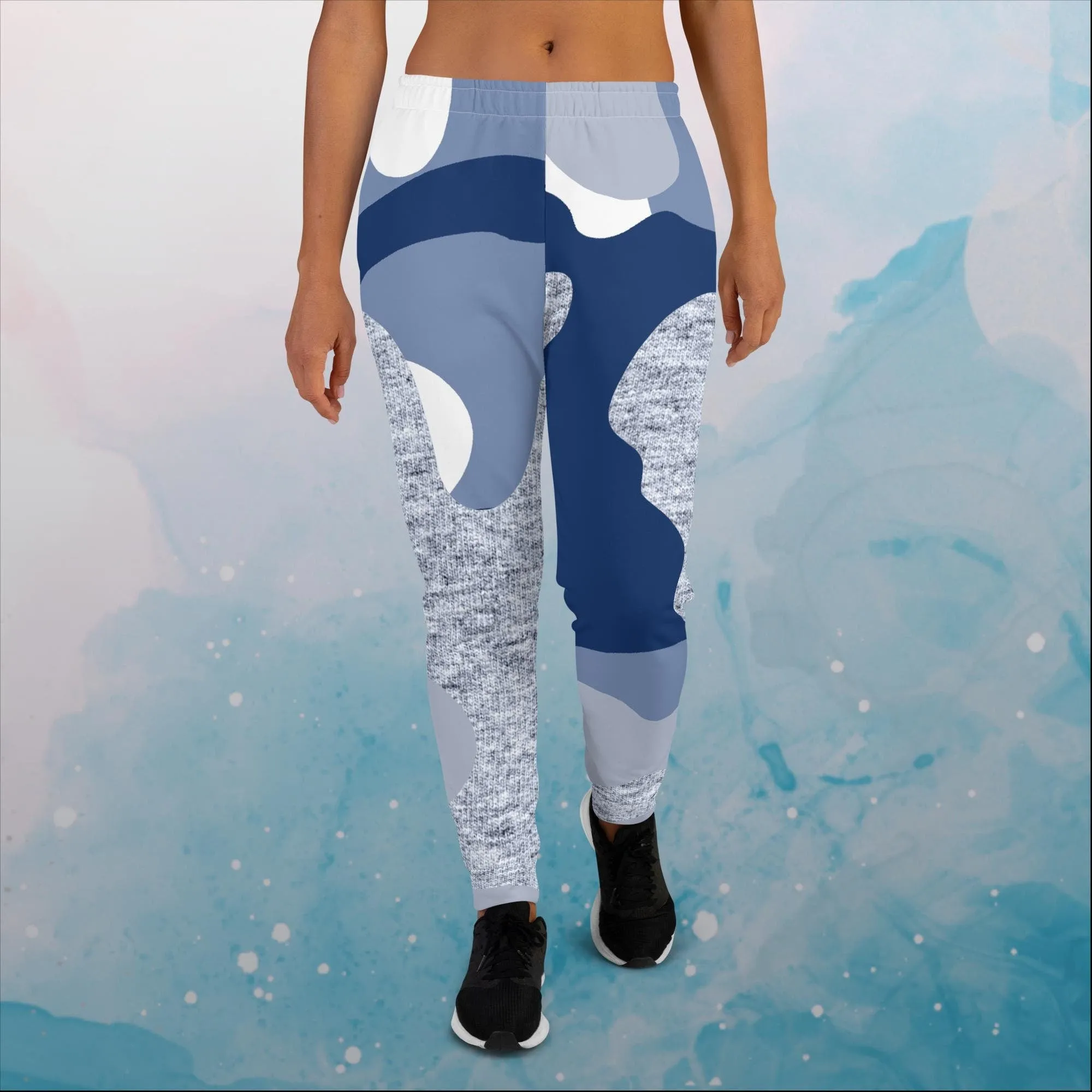 Giant Blue Camo Print Womens Joggers