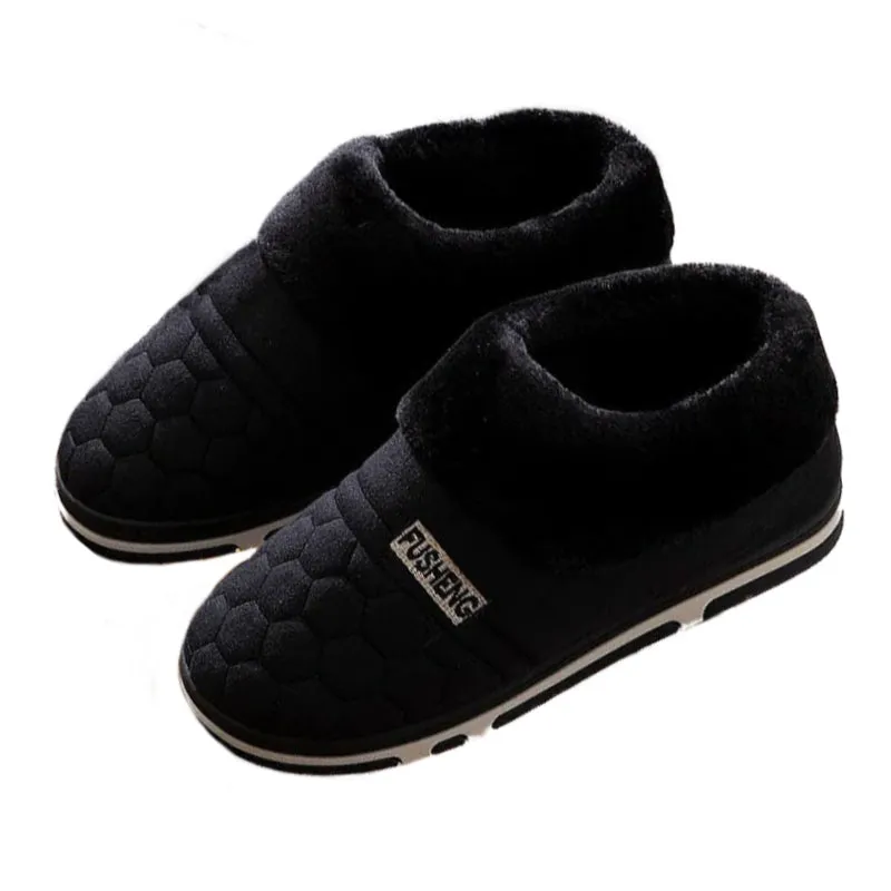 Groovywish Back Wrap Men Warm Slippers Thick Fur Comfy Indoor Shoes