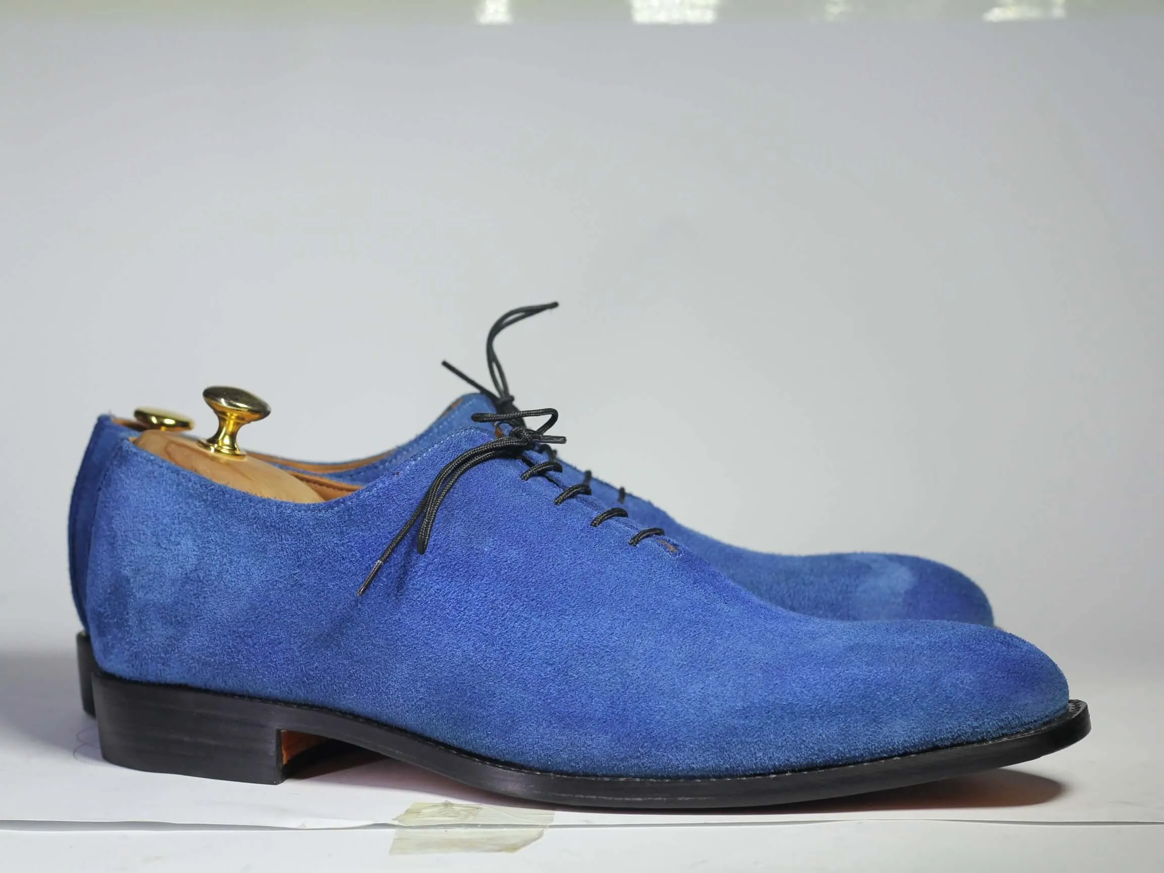 Handmade Men's Blue Color Suede Shoes, Men Lace Up Dress Formal Fashion Shoes