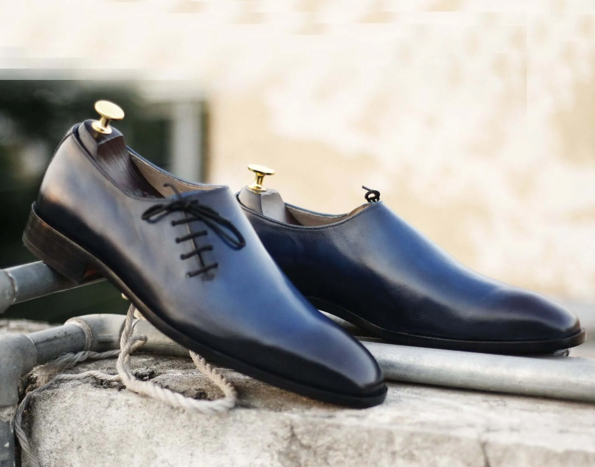 Handmade Men's Blue Leather Side Lace Up Shoes, Men Designer Dress Formal Luxury Shoes