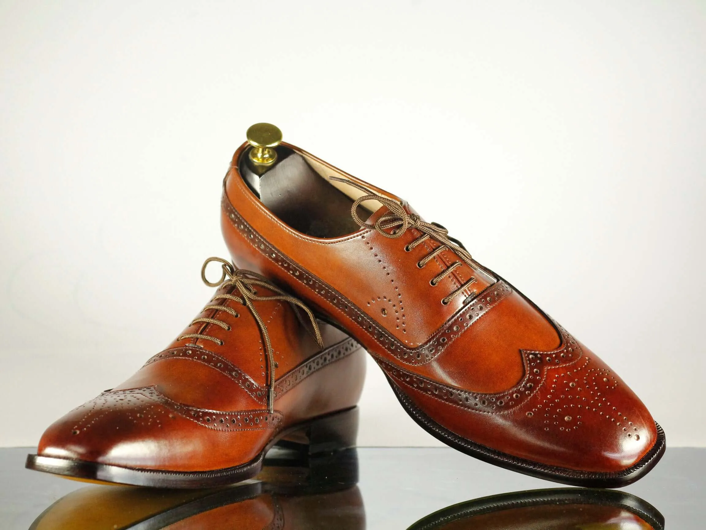 Handmade Men's Brown Wing Tip Brogue Leather Lace Up Shoes, Men Designer Dress Formal Luxury Shoes