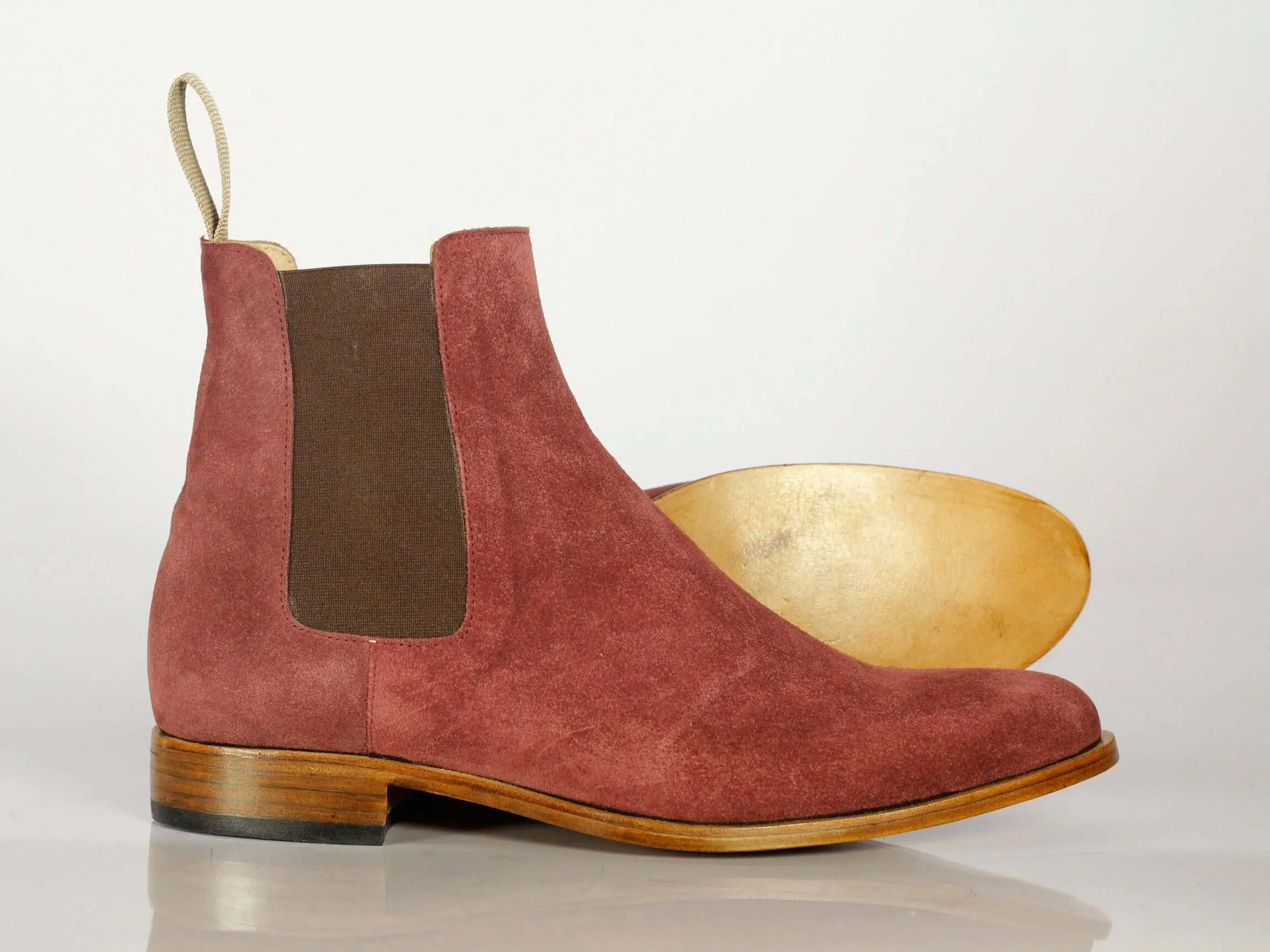 Handmade Men's Red Blood Suede Chelsea Boots, Men Ankle Boots, Men Designer Fashion Boots