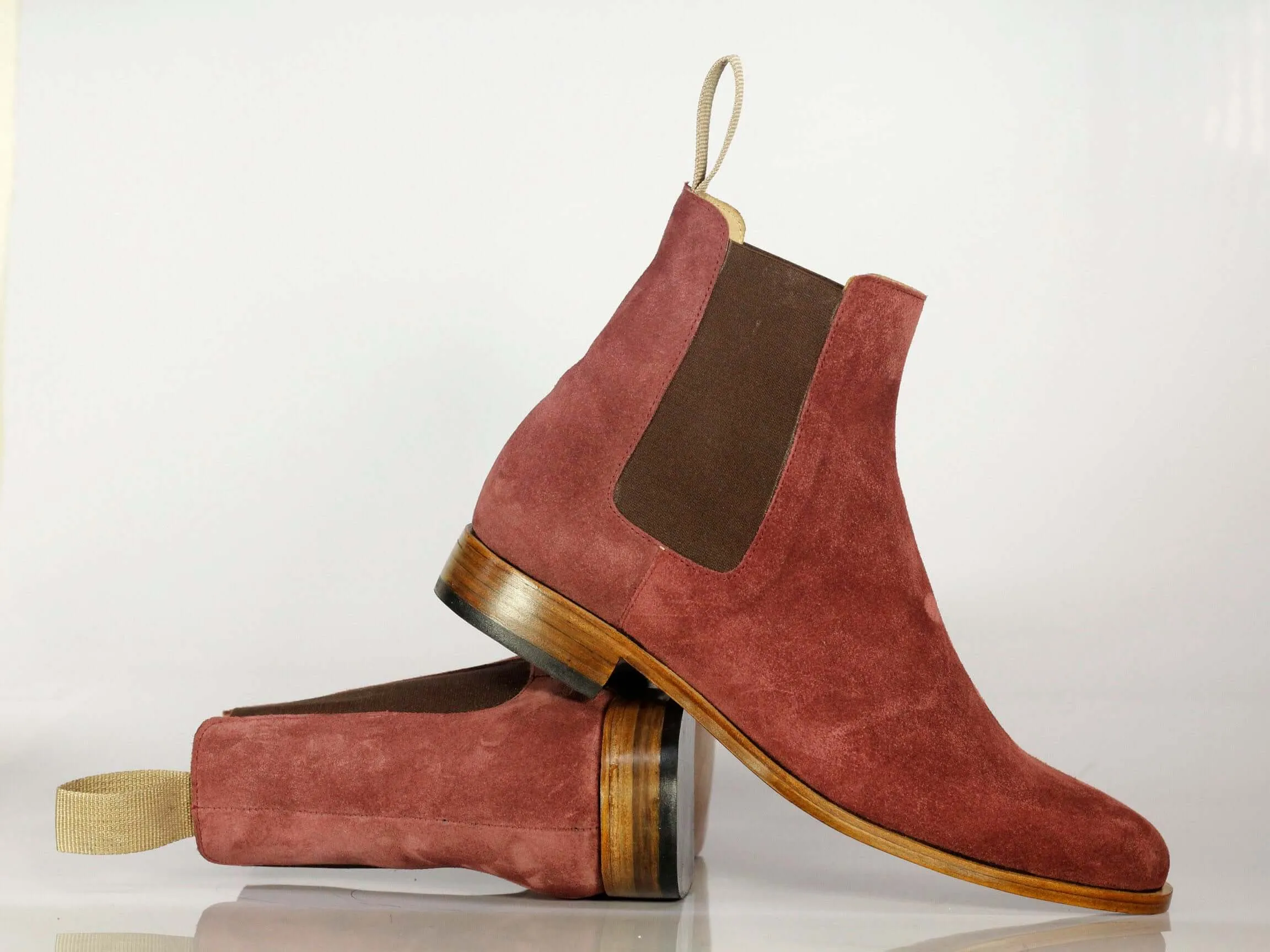 Handmade Men's Red Blood Suede Chelsea Boots, Men Ankle Boots, Men Designer Fashion Boots