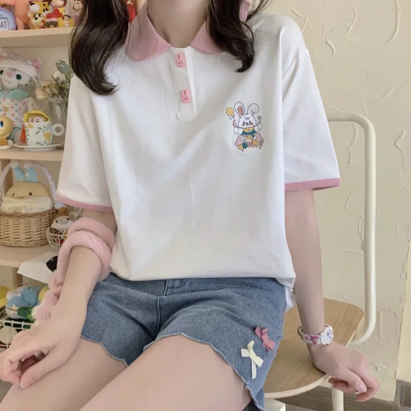 Japanese cute rabbit polo T-shirt BY7091