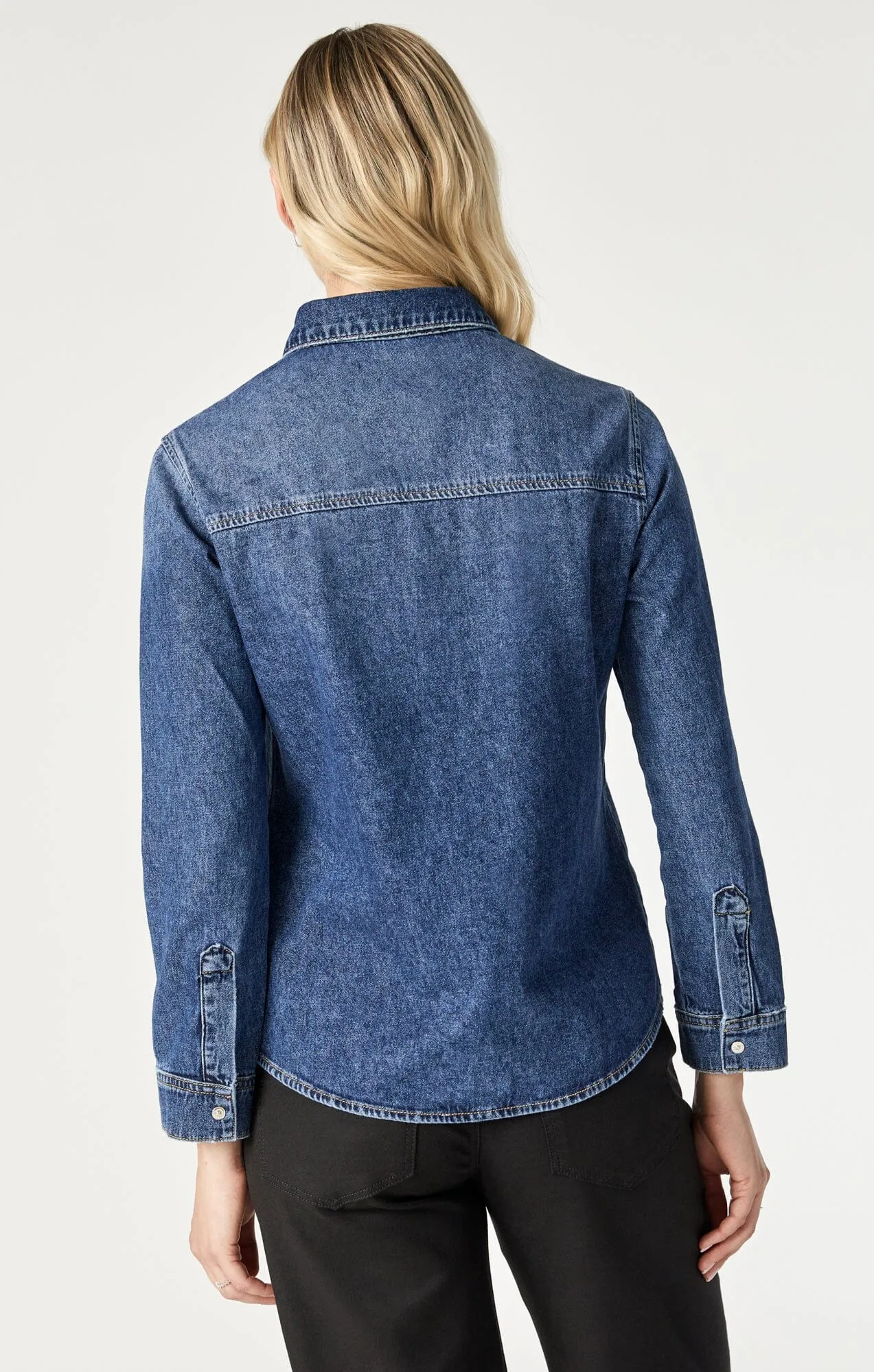 LEVIN SEMI-FITTED DENIM SHIRT IN DARK BLUE DENIM