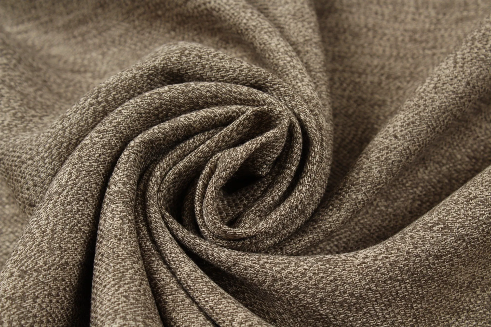 Linen and Ecovero Viscose Twill for Bottoms and Jackets - Melange Brown