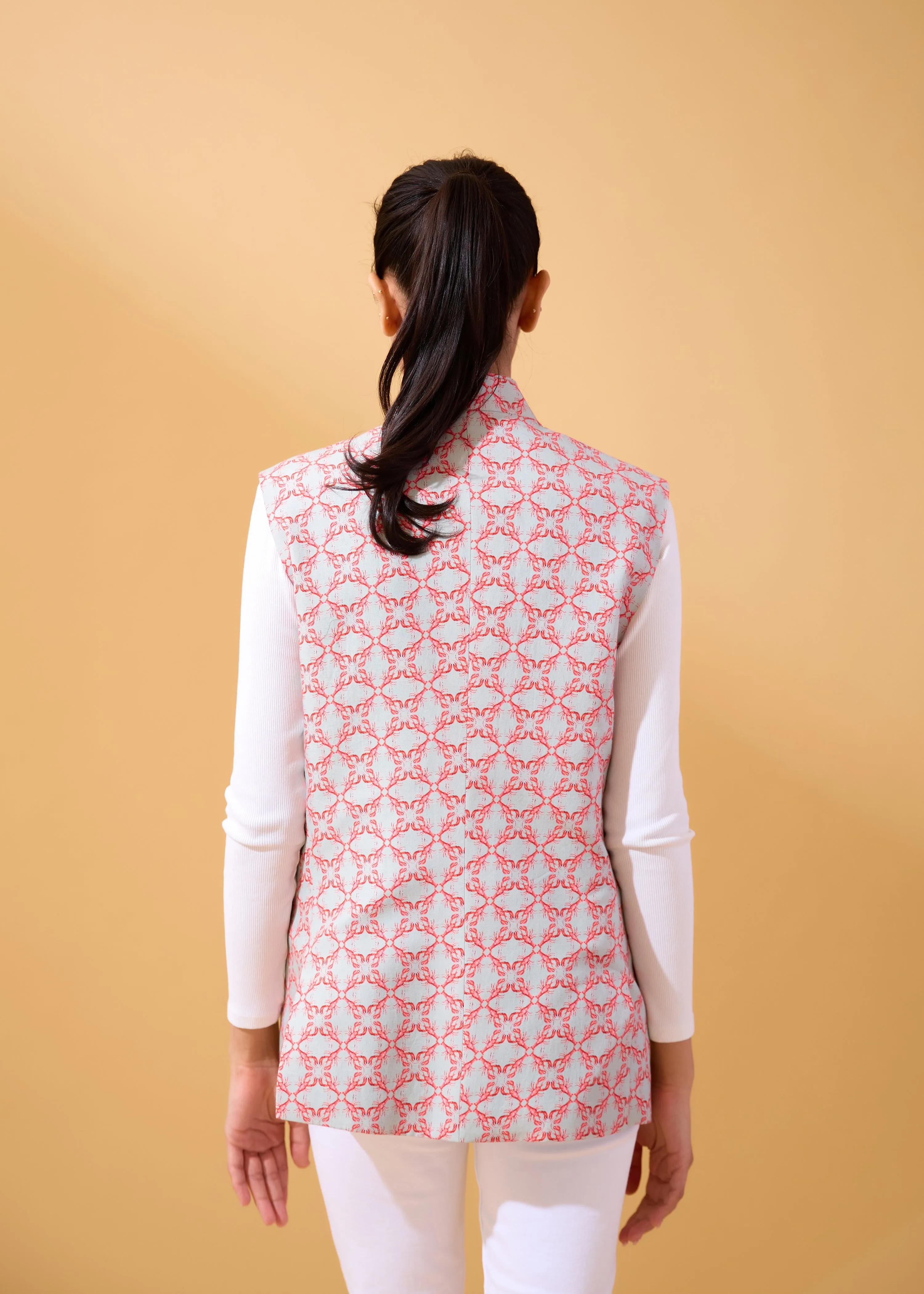 Lobster Nehru Jacket in Linen