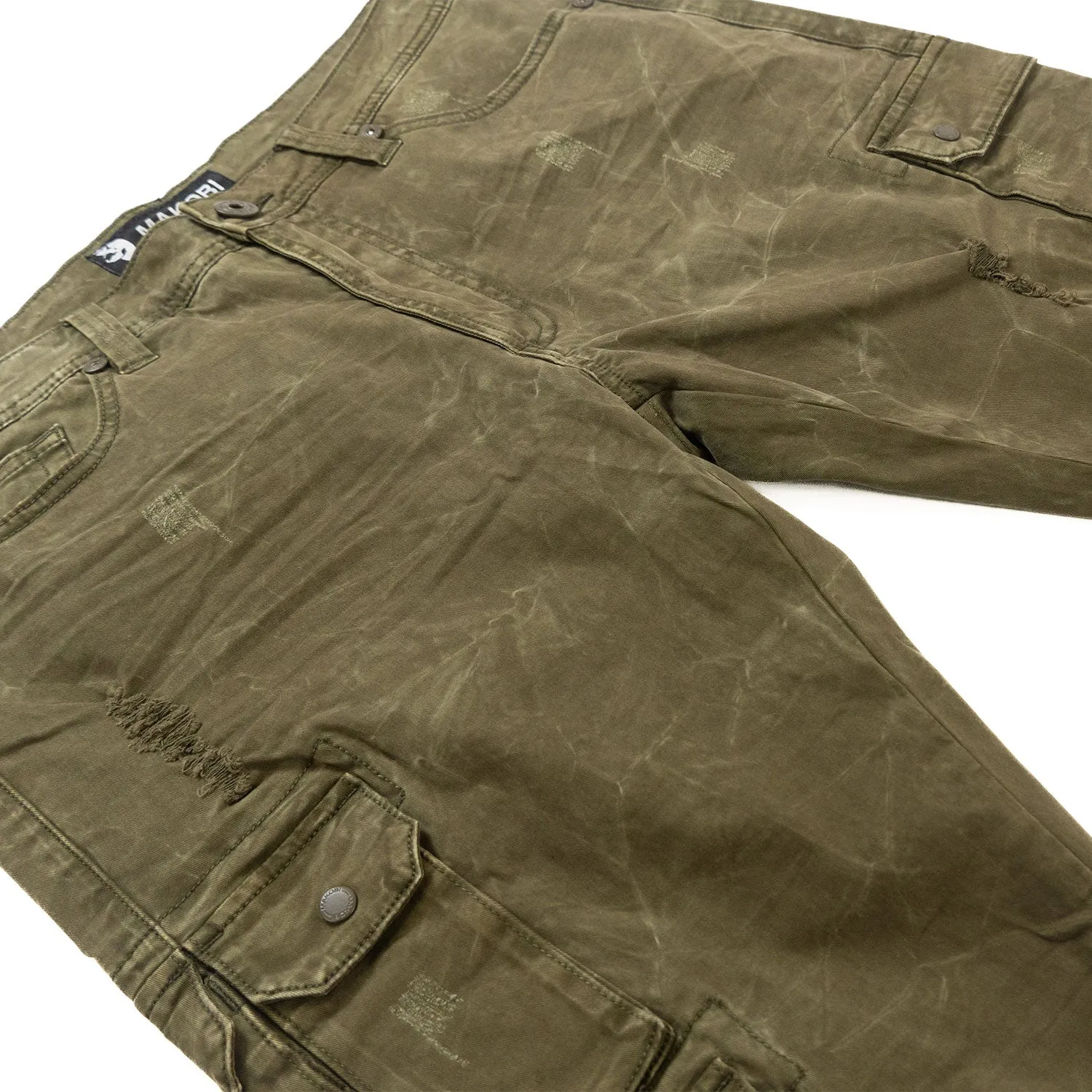 M1737 Berteli Acid Cargo Pants - Olive