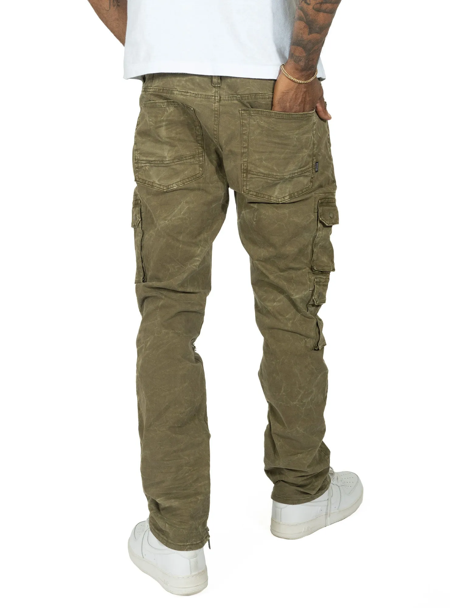 M1737 Berteli Acid Cargo Pants - Olive