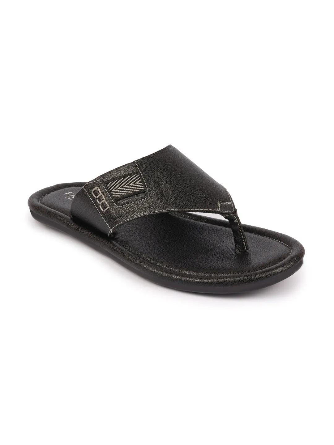 Men Black Outdoor Comfort Thong Slipper Sandals