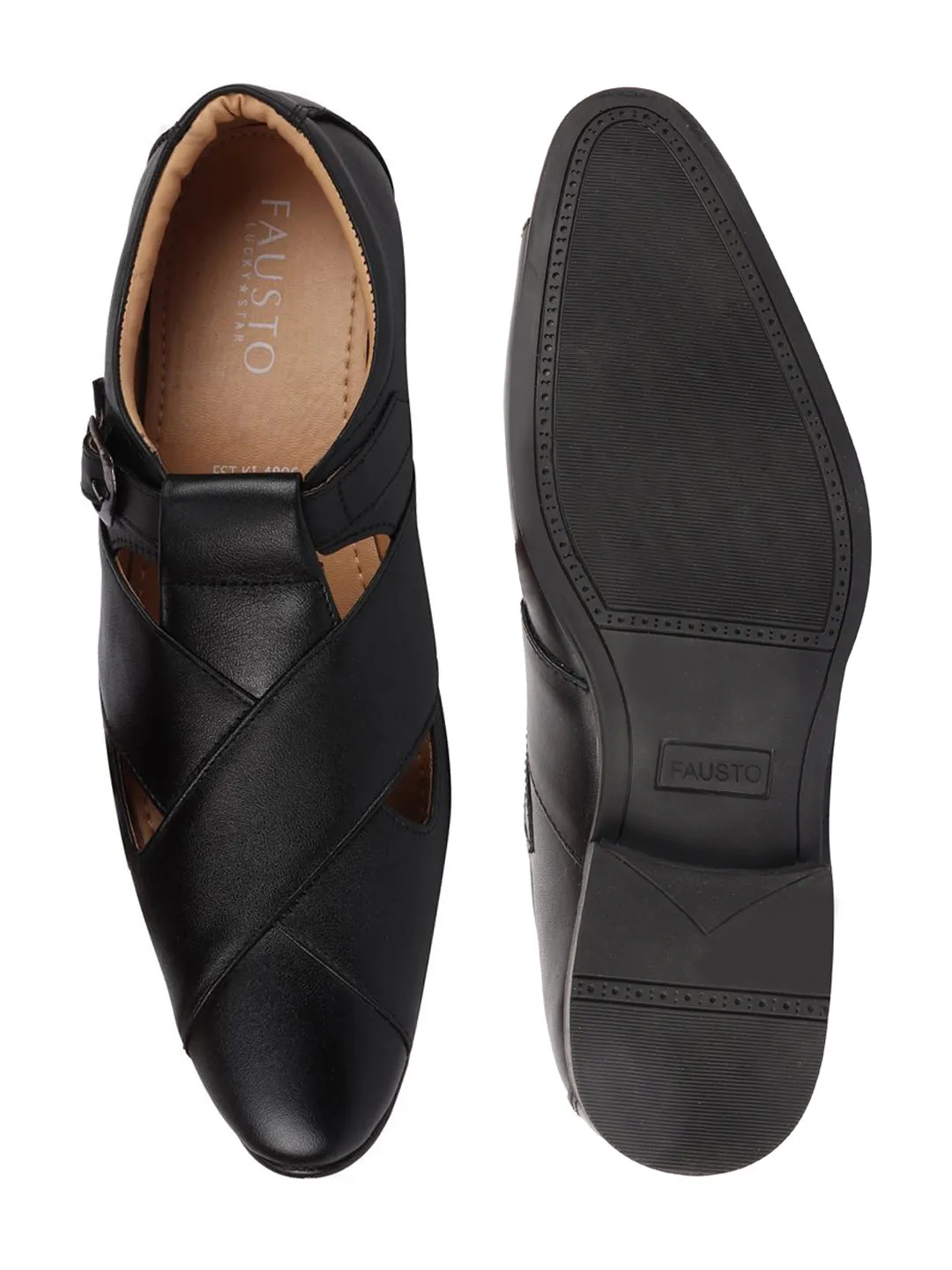 Men Black Peshawari Leather Sandals