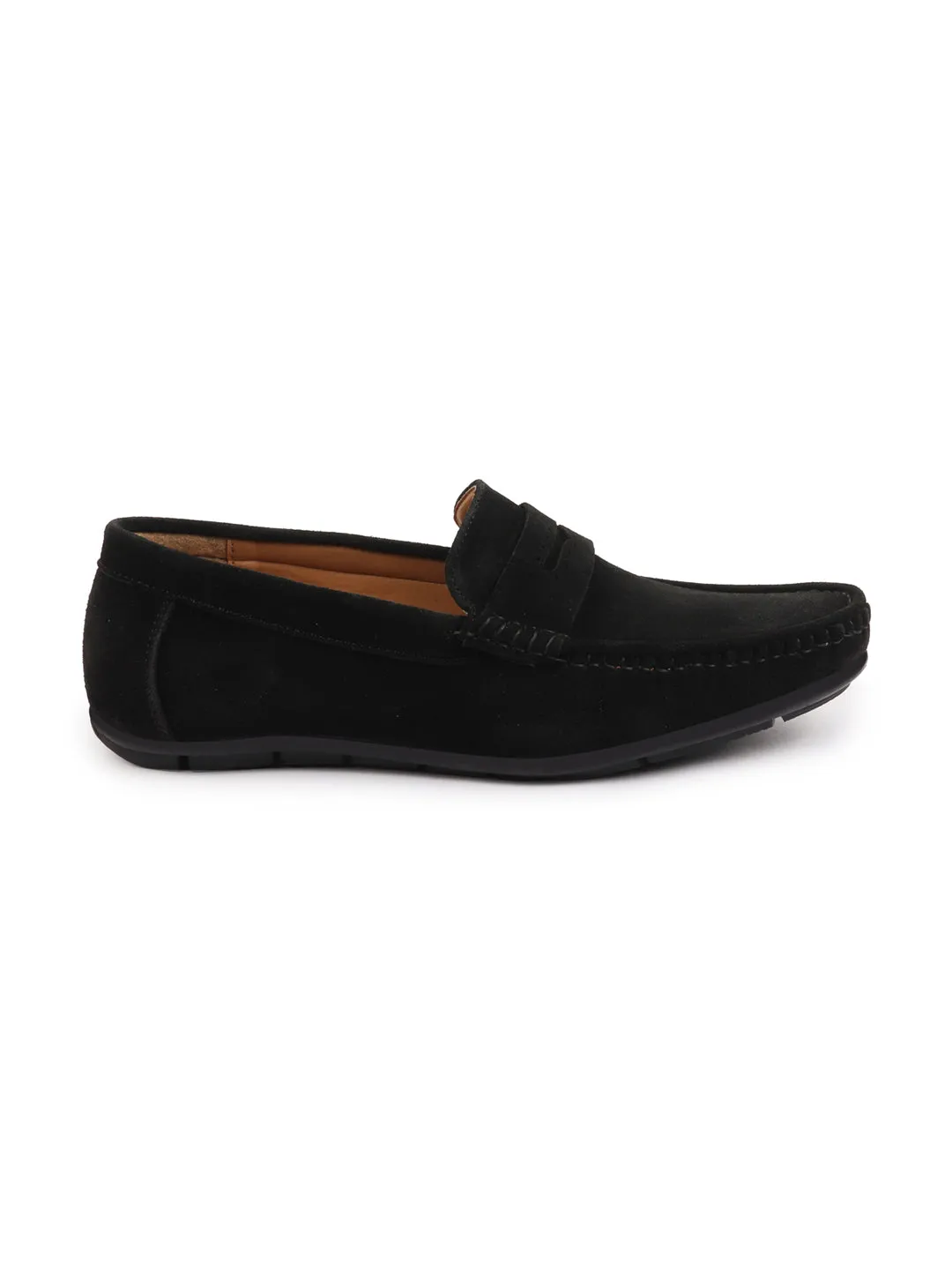 Men Black Suede Leather Side Stitched Slip On Driving Loafer|Party Loafer|Moccasin For Wedding Party