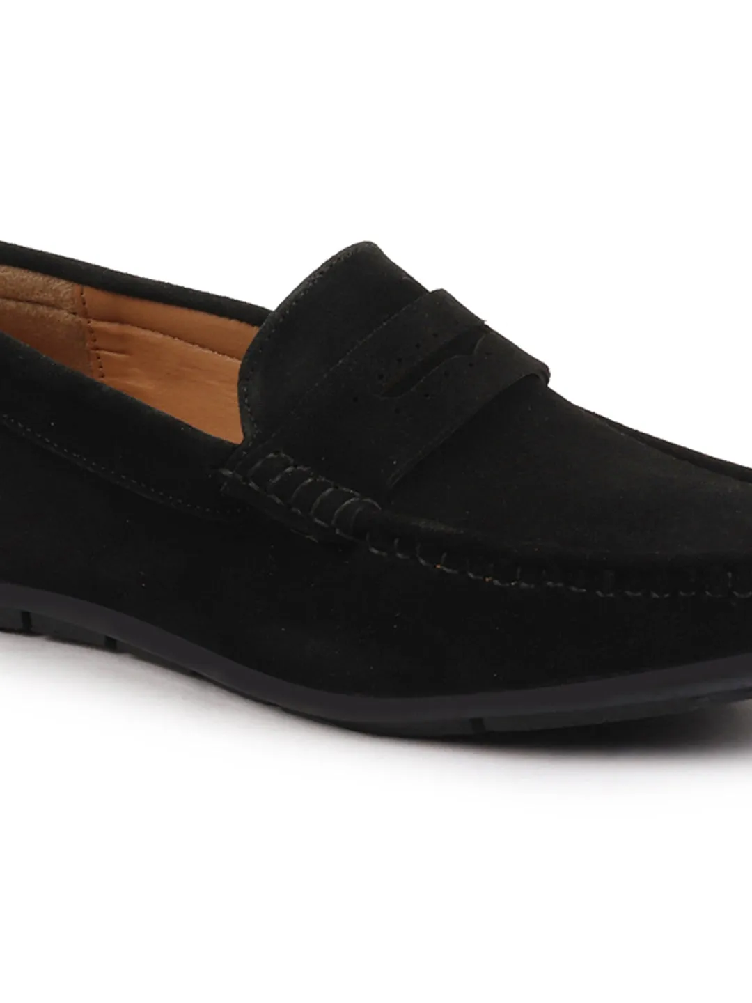 Men Black Suede Leather Side Stitched Slip On Driving Loafer|Party Loafer|Moccasin For Wedding Party