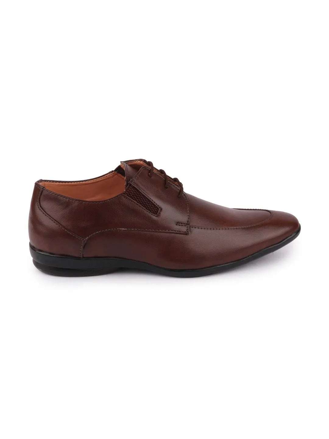 Men Brown Formal Lace-Up Derby Shoes