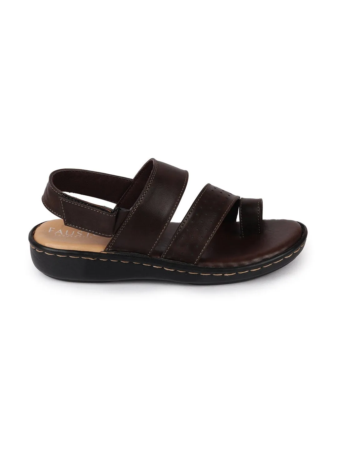 Men Brown Formal Toe Ring Dress Sandals