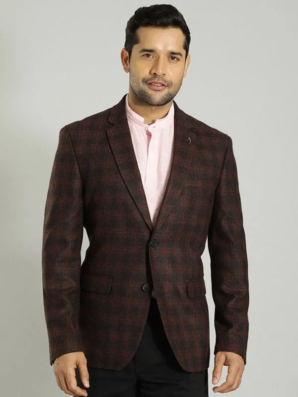 Men Checked Full Sleeve Casual Blazer