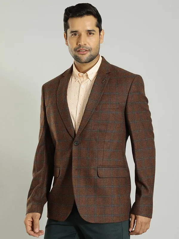 Men Checked Full Sleeve Casual Blazer