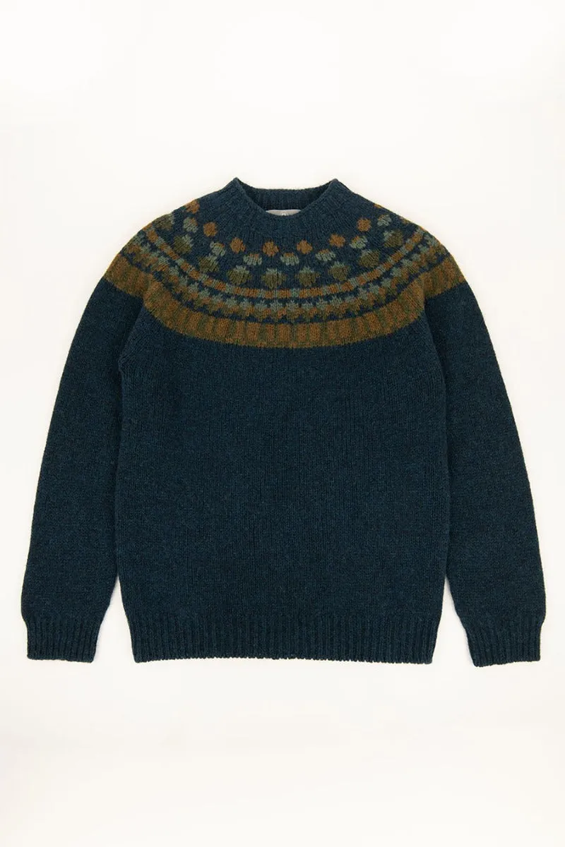 Mens Fair isle Staffa Yoke Jumper - Teal