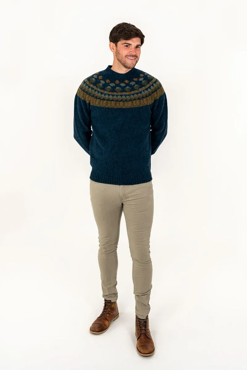 Mens Fair isle Staffa Yoke Jumper - Teal